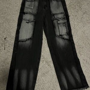 Men's Black baggy  with Distressed Pockets used